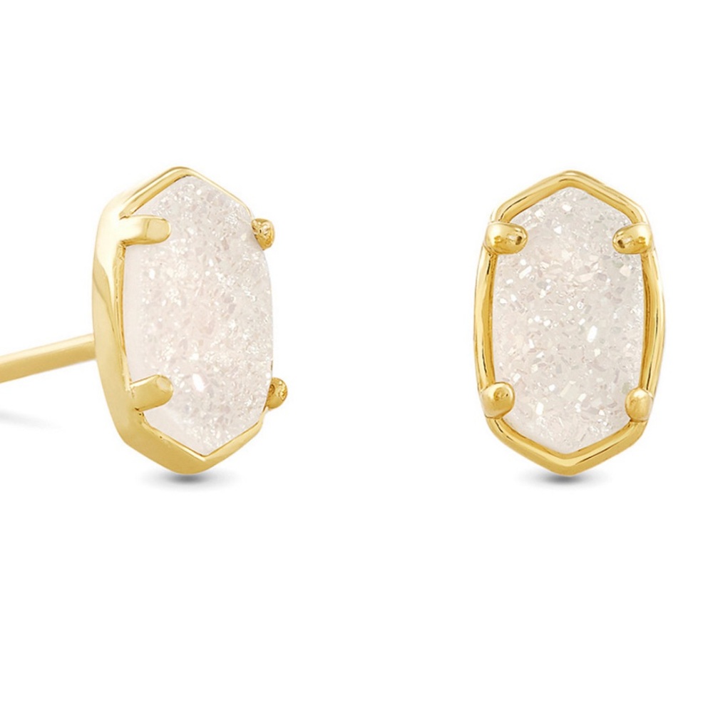 Kendra Scott Emilie Gold Stud Earrings in Iridescent Drusy